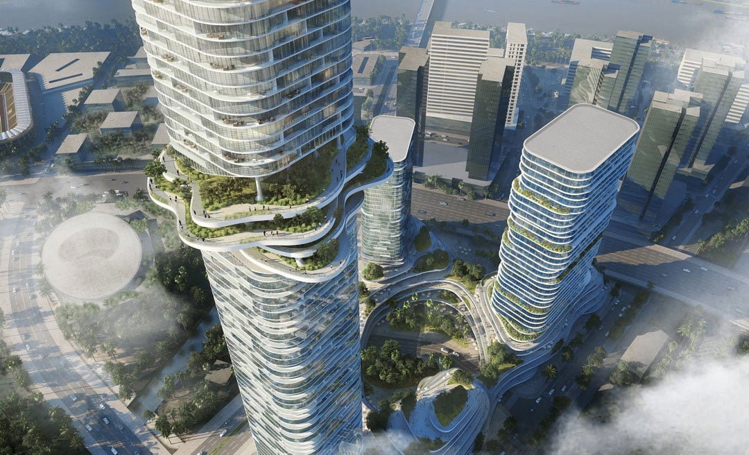 Phần đỉnh của toà nhà Empire City Tower