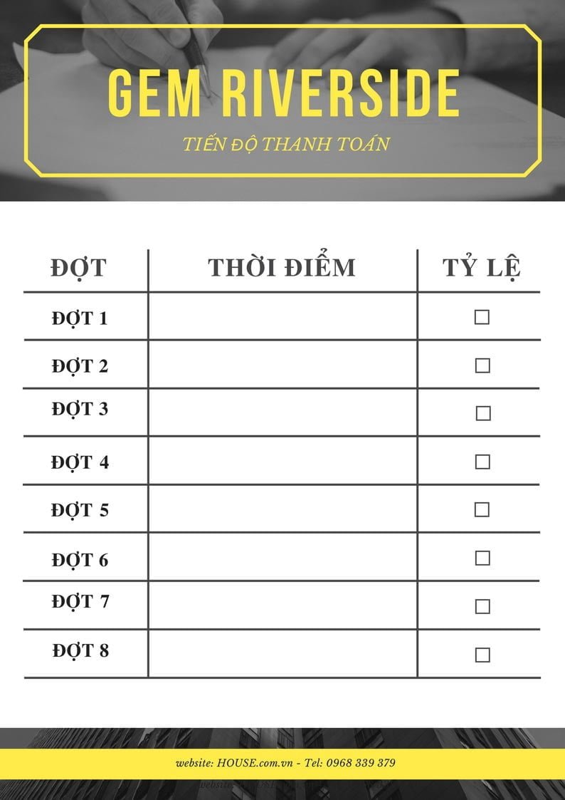 Tiến độ thanh toán Gem Riverside Quận 2 thế nào?