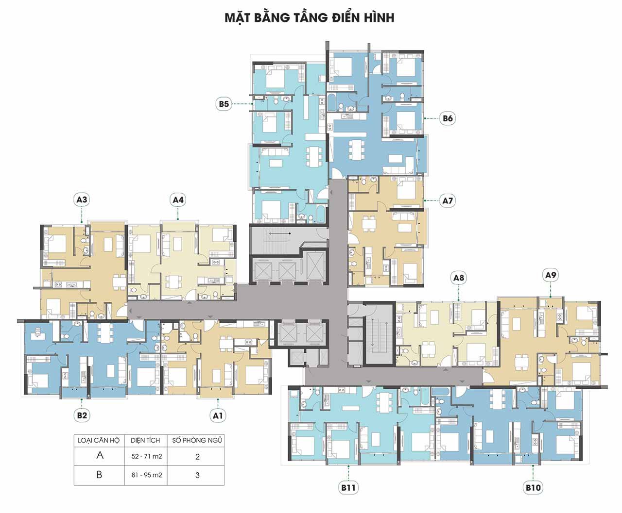 Mặt bằng căn hộ Eco Green Sài Gòn tầng điển hình