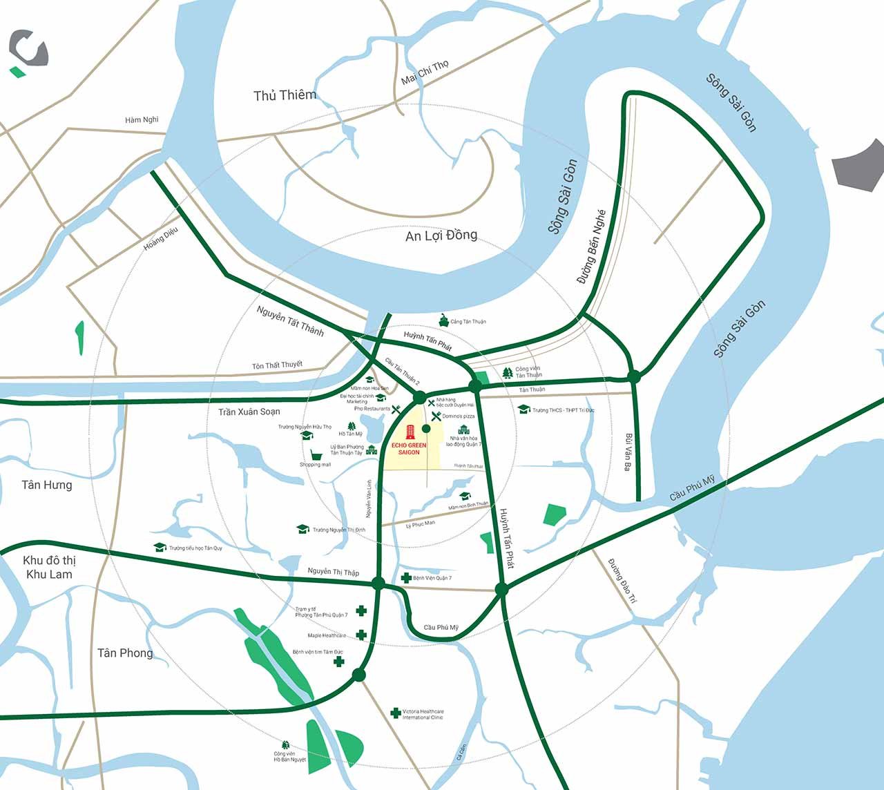 Sơ đồ vị trí dự án Eco Green Sài Gòn