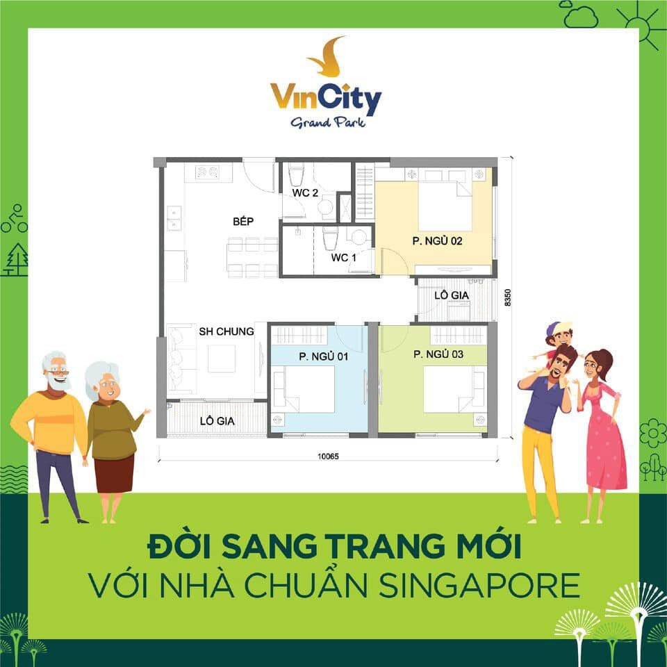 Căn hộ Vincity Grand Park 3 phòng ngủ