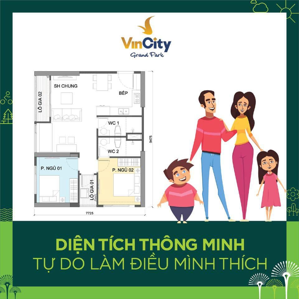 Thiết kế căn hộ 2 phòng ngủ Vincity Quận 9