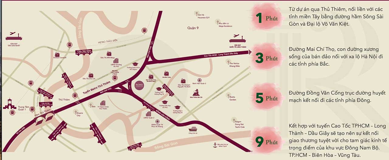 Vị trí của Rome Diamond Lotus nằm trên mặt tiền Mai Chí Thọ Quận 2