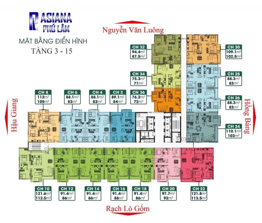 Mặt bằng căn hộ Asiana Phú Lâm