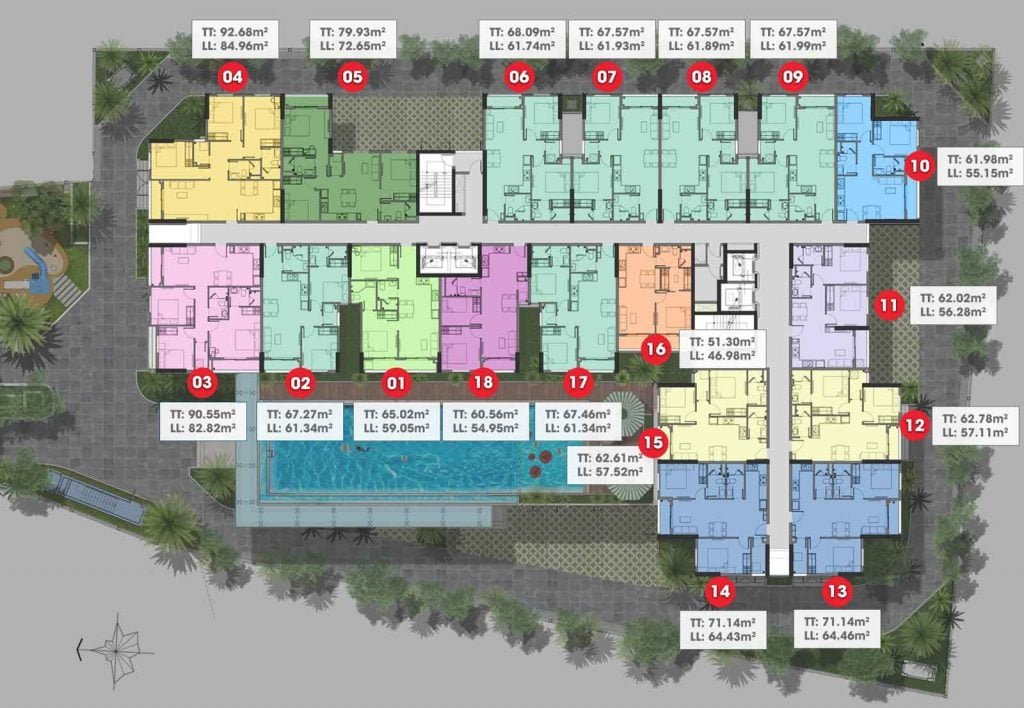 Mặt bằng căn hộ Saigon Asiana Tầng 3-16