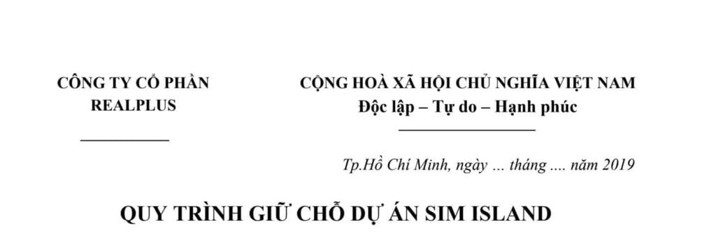 Quy trình Giữ chỗ Sim Island