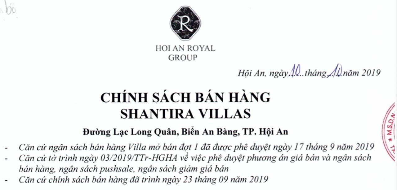 Chính sách bán hàng Shantira Villas