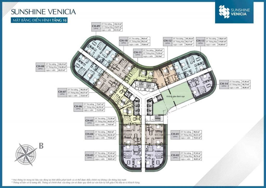 Mặt bằng căn hộ tầng 16