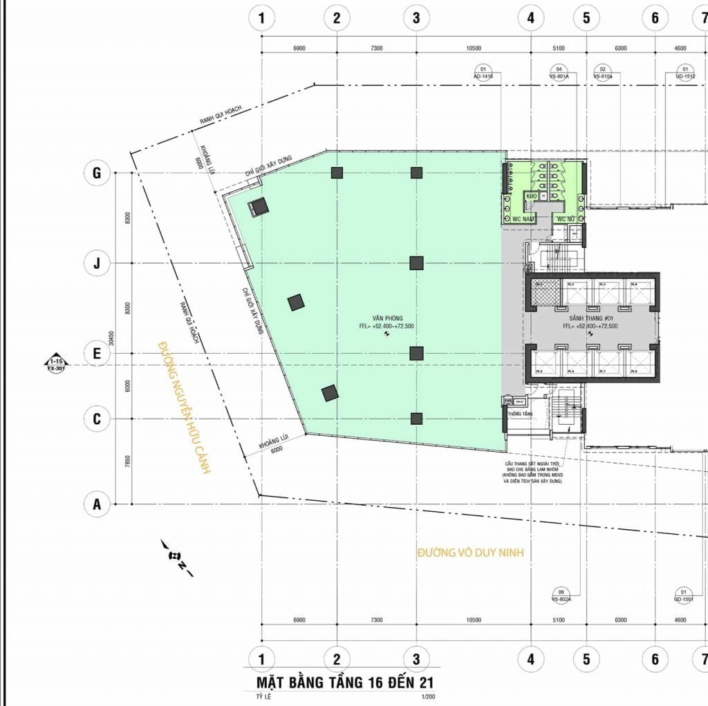 Thiết kế mặt bằng văn phòng Saigon Pearl tầng 16-21