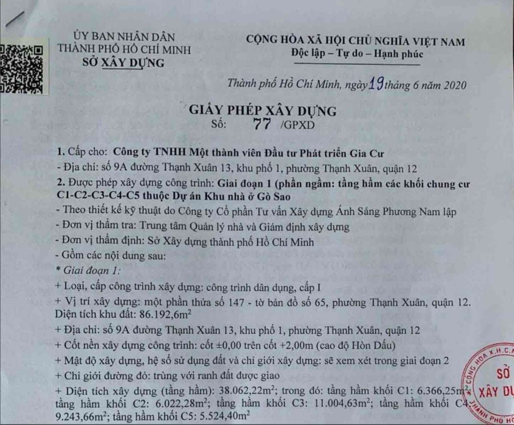 Giấy phép xây dựng Picity High Park