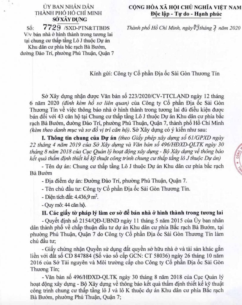 Hồ sơ pháp lý dự án Panomax River Villa của sở xây dựng tháng 7-2020