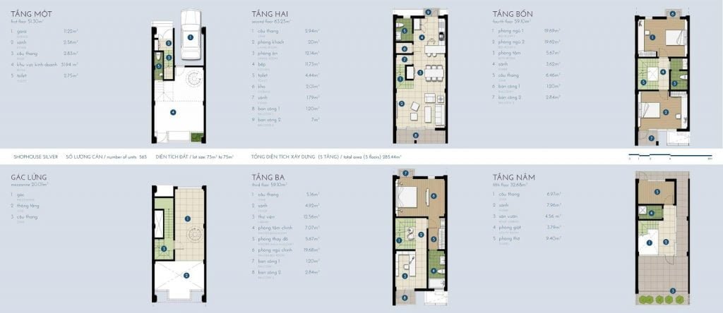 Thiết kế mặt bằng Shophouse Silver