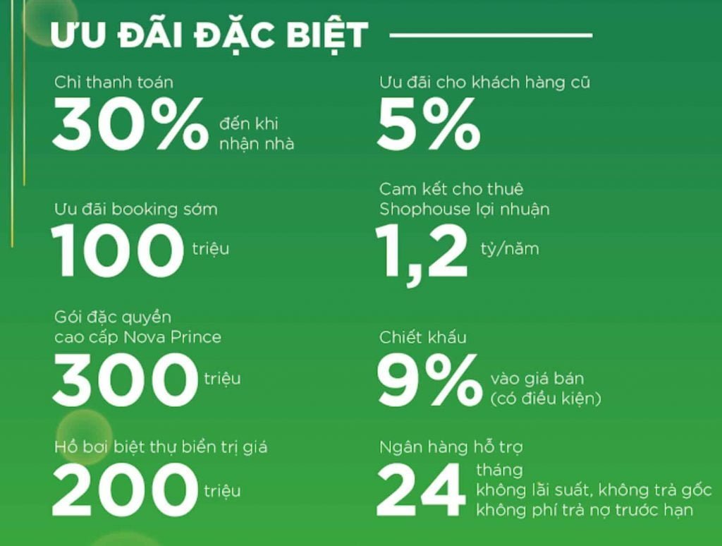 Ưu đãi dành cho khách hàng đặt cọc mua shophousevà biệt thự Novaworld