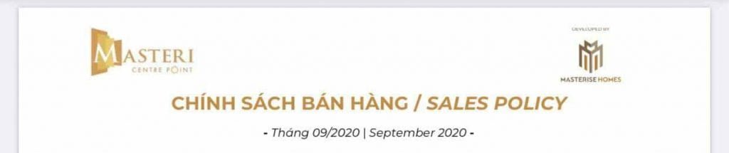 Chính sách bán hàng dự án căn hộ Masteri Centre Point Tháng 9-2020