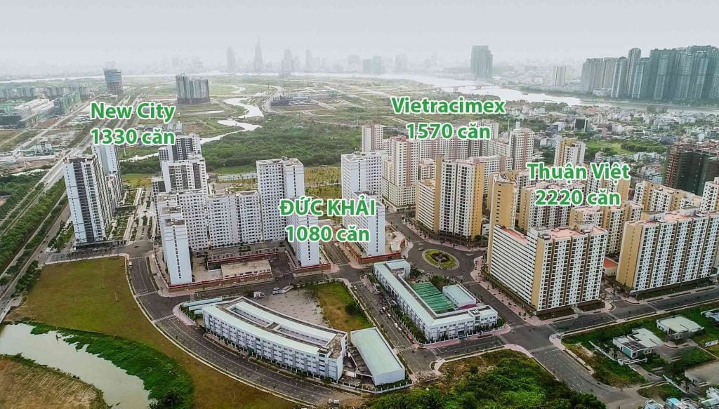 Hình chụp flycam 4 khu chung cư dự án 38,4ha phường Bình Khánh