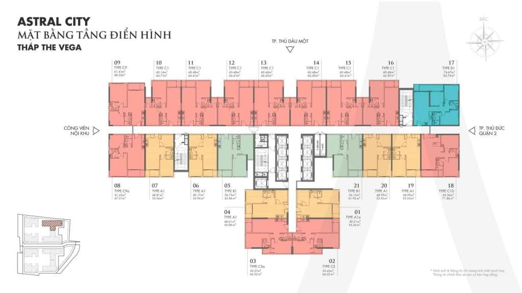 Mặt bằng căn hộ Astral City Bình Dương tháp Vega