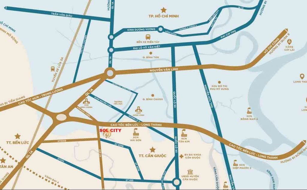 Bản đồ vị trí của dự án The Sol City