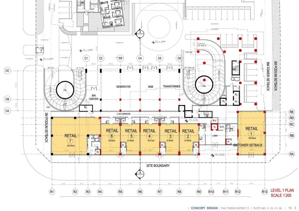 Mặt bằng thiết kế Shophouse Lô 3.1 Thủ Thiêm