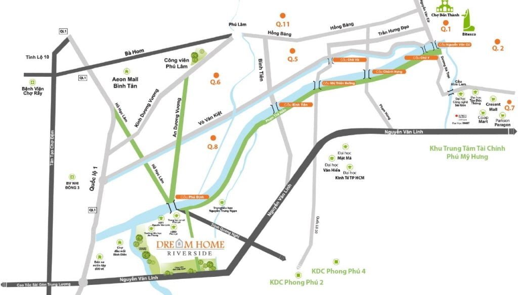 Bản đồ vị trí dự án Dream Home Riverside