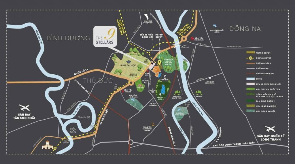 Bản đồ vị trí của dự án nằm ngay giữa  công viên