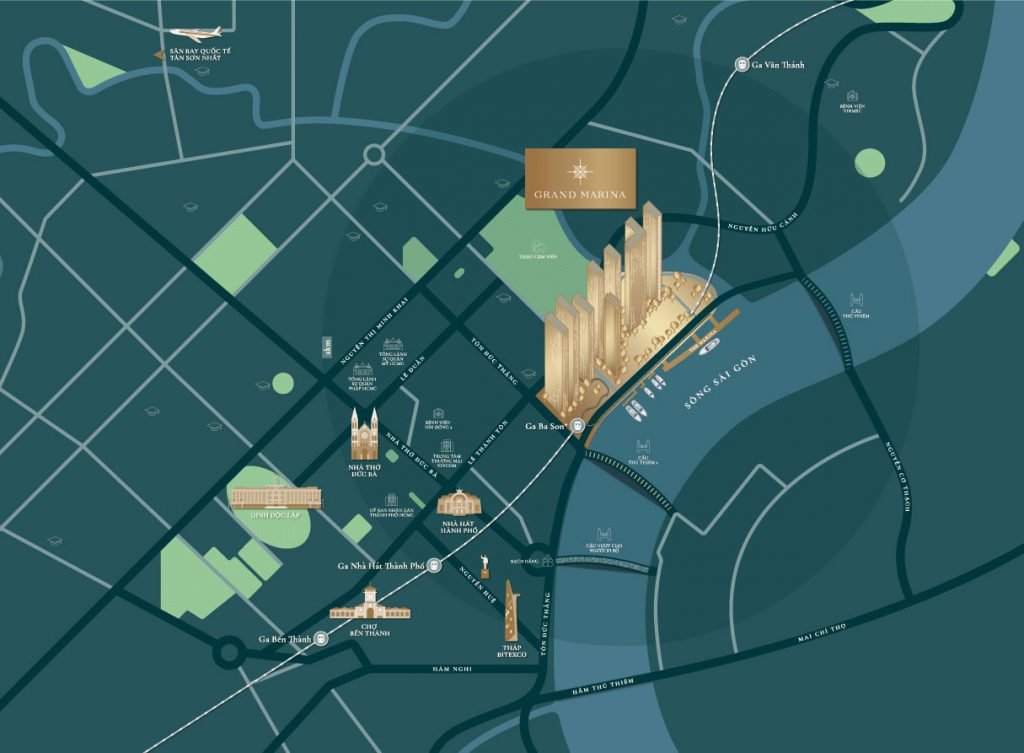 Vị trí dự án Grand Marina Saigon tại số 2 Tôn Đức Thắng Quận 1