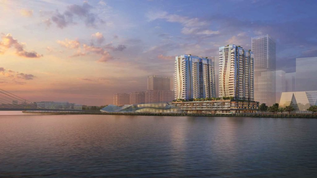 Hình phối cảnh 2 toà tháp căn hộ cao 24 tầng thuộc Opera Residence