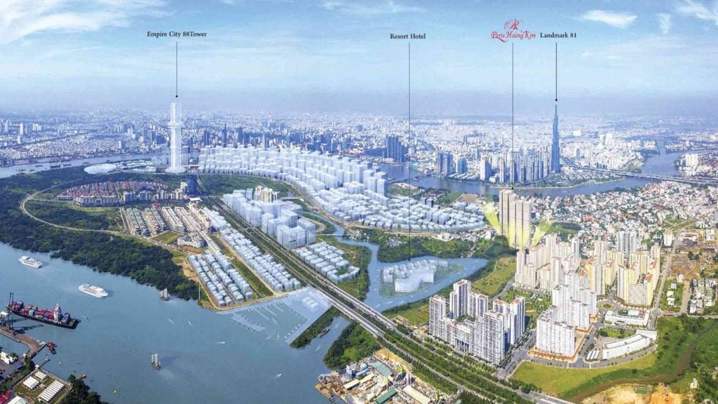 Vị trí dự án Paris Hoàng Kim nằm trong khu đô thị mới Thủ Thiêm Quận 2 của thành phố Thủ Đức