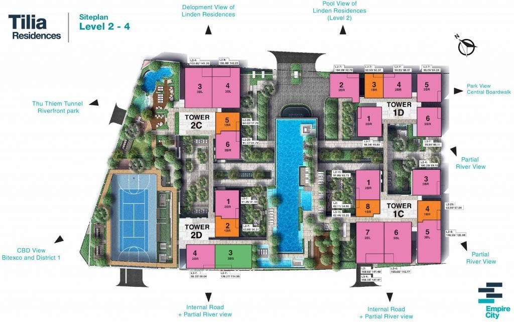 Mặt bằng căn hộ Tilia Residences Thủ Thiêm