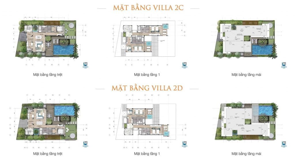 Mặt bằng Villa 2C & 2D thuộc phân khu Sea Breeze