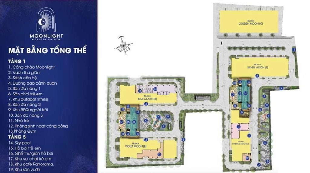 Mặt bằng tiện ích Moonlight Centre Point