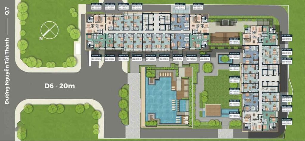 Mặt bằng tiêu chuẩn căn hộ 1-2-3 phòng ngủ