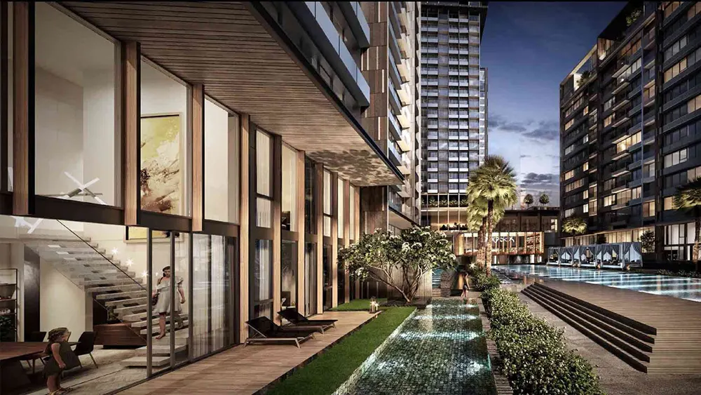 Hình phối cảnh khu căn hộ tầng trệt