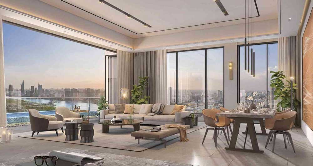 Hình ảnh minh hoạ 1 phòng khách của 1 căn Penthouse The Luxe