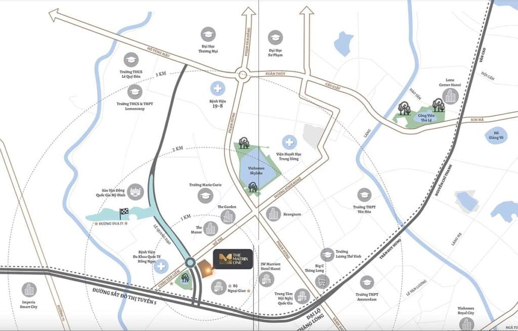 Sơ đồ vị trí dự án The Matrix One Mễ Trì