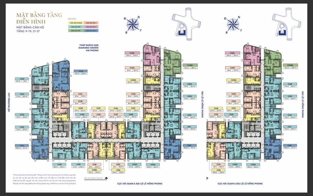 Mặt bằng căn hộ Diamond Crown Hải Phòng