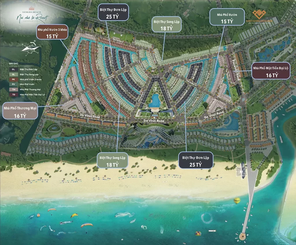 Mặt bằng sản phầm Venezia Beach với bảng giá gốc chủ đầu tư