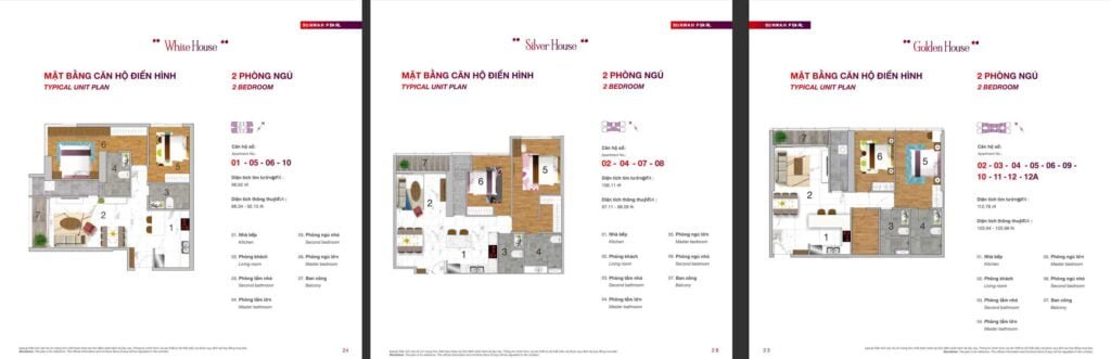 Mặt bằng căn hộ Sunwah Pearl 2 phòng ngủ
