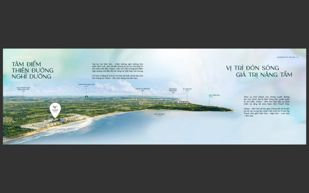 Vị trí dự án Vlasta Sầm Sơn với mặt biển trải dài 1km