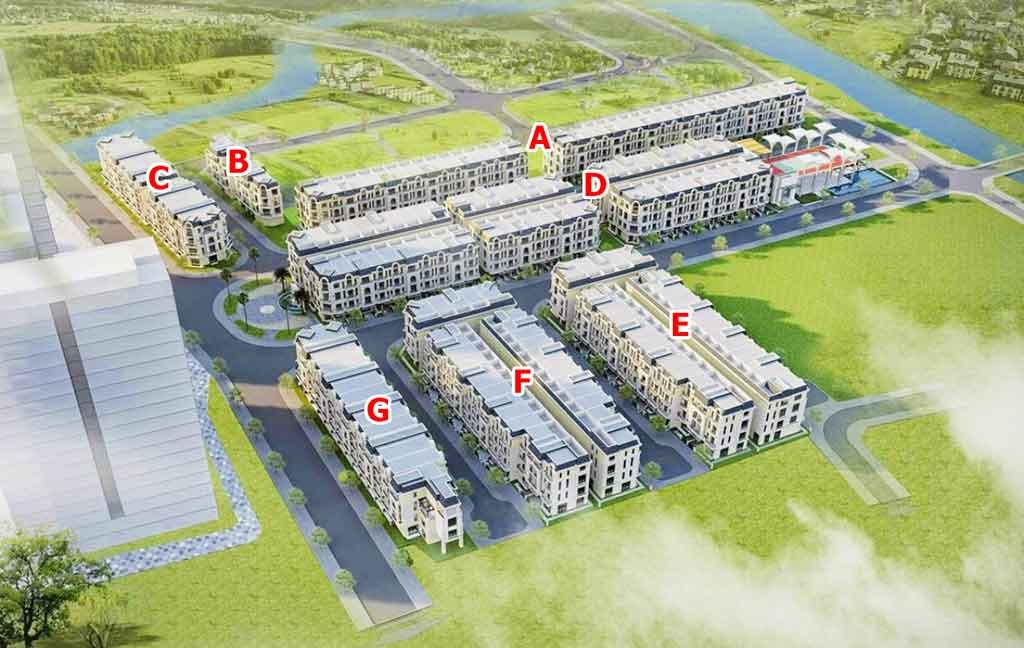 Hình ảnh minh hoạ của dự án The Classia với 7 cụm nhà A,B,C,D,E,F và G