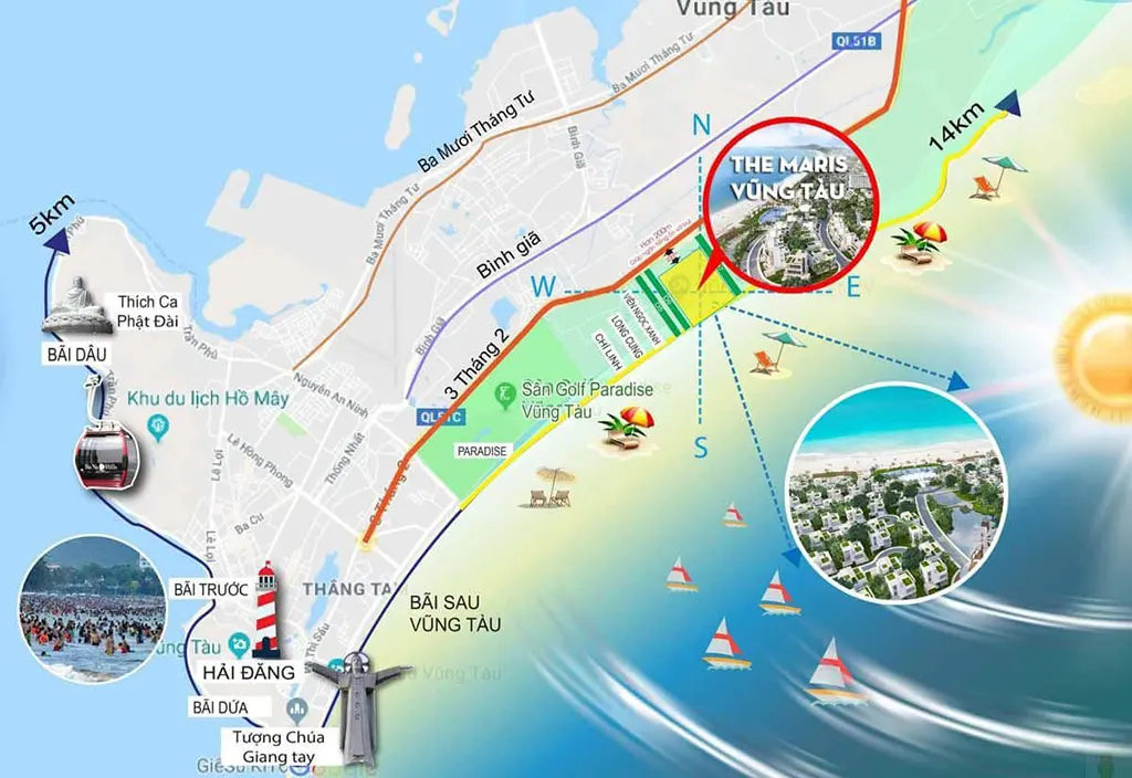 Sơ đồ và đường đi đến dự án The Maris Vũng Tàu