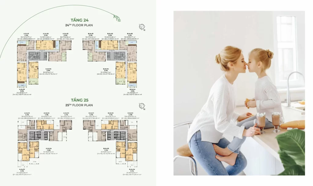 Mặt bằng căn hộ Essensia Sky tầng 24 và 25