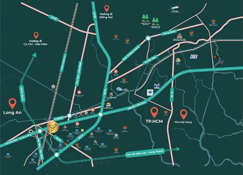 Bản đồ vị trí dự án tại huyện Bến Lức tỉnh Long An