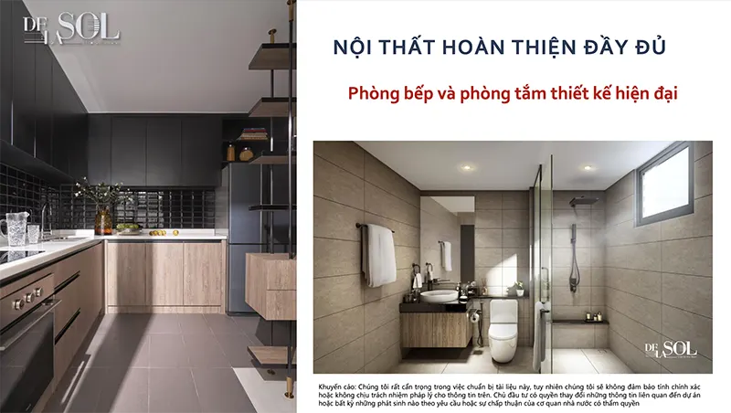 Nội thất hoàn thiện đầy đủ với phòng bếp và phòng tắm thiết kế hiện đại