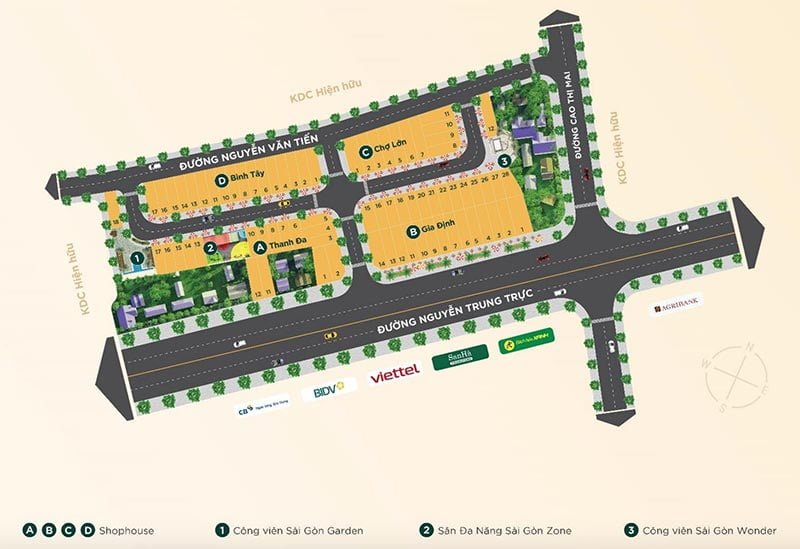 Mặt bằng Shophouse Sài Gòn Town