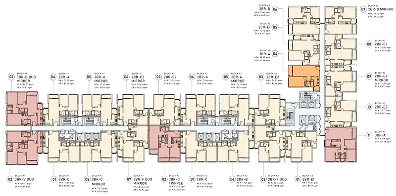 Mặt bằng tầng 2-13 toà Alto Tower