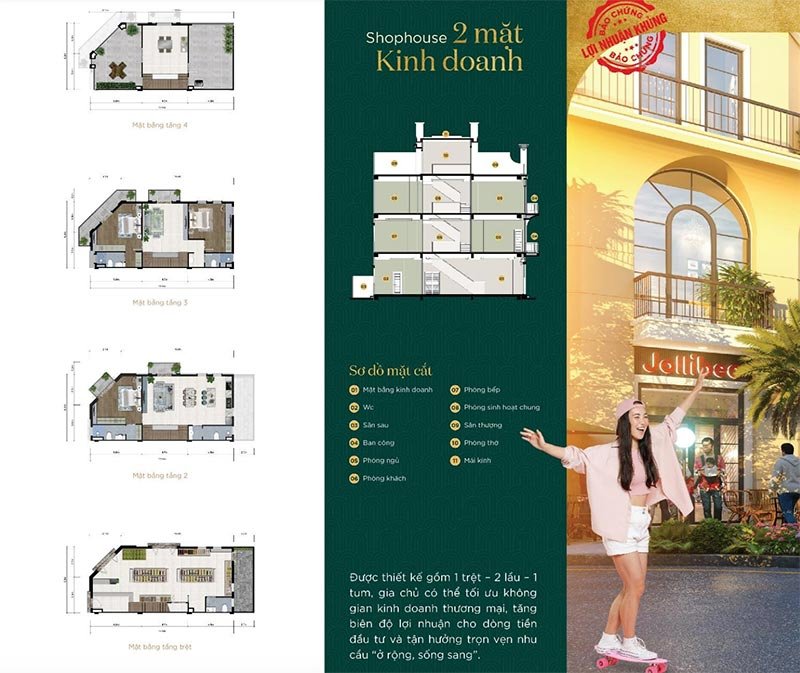 Mặt bằng thiết kế Shophouse căn góc