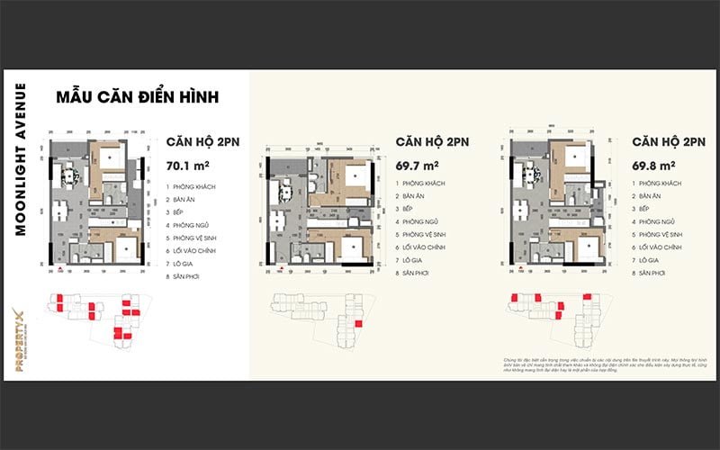 Mặt bằng căn hộ 2 phòng ngủ
