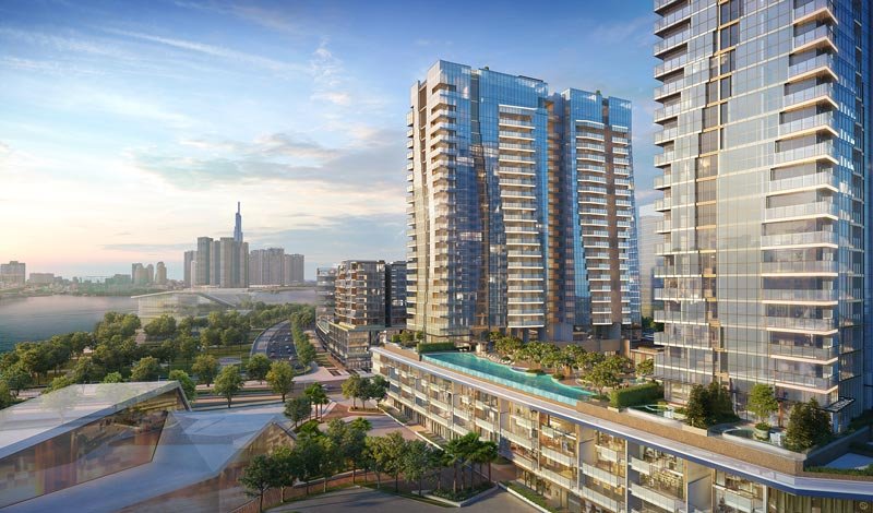 Hình phối cảnh 2 toà tháp căn hộ The Opera Residence cho thuê