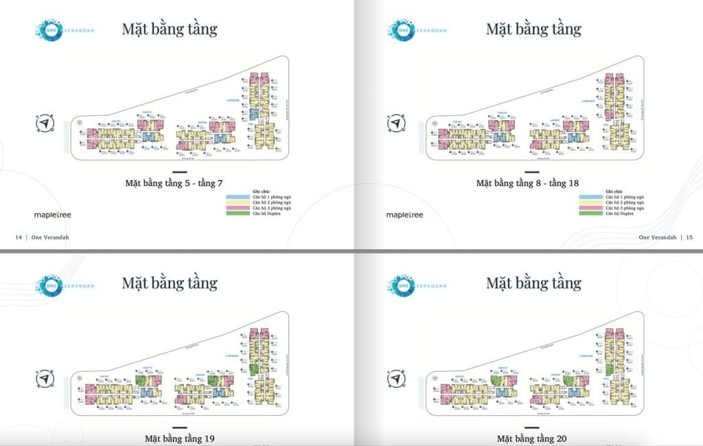 Mặt băng căn hộ One Verandah 1 2 3 phòng ngủ