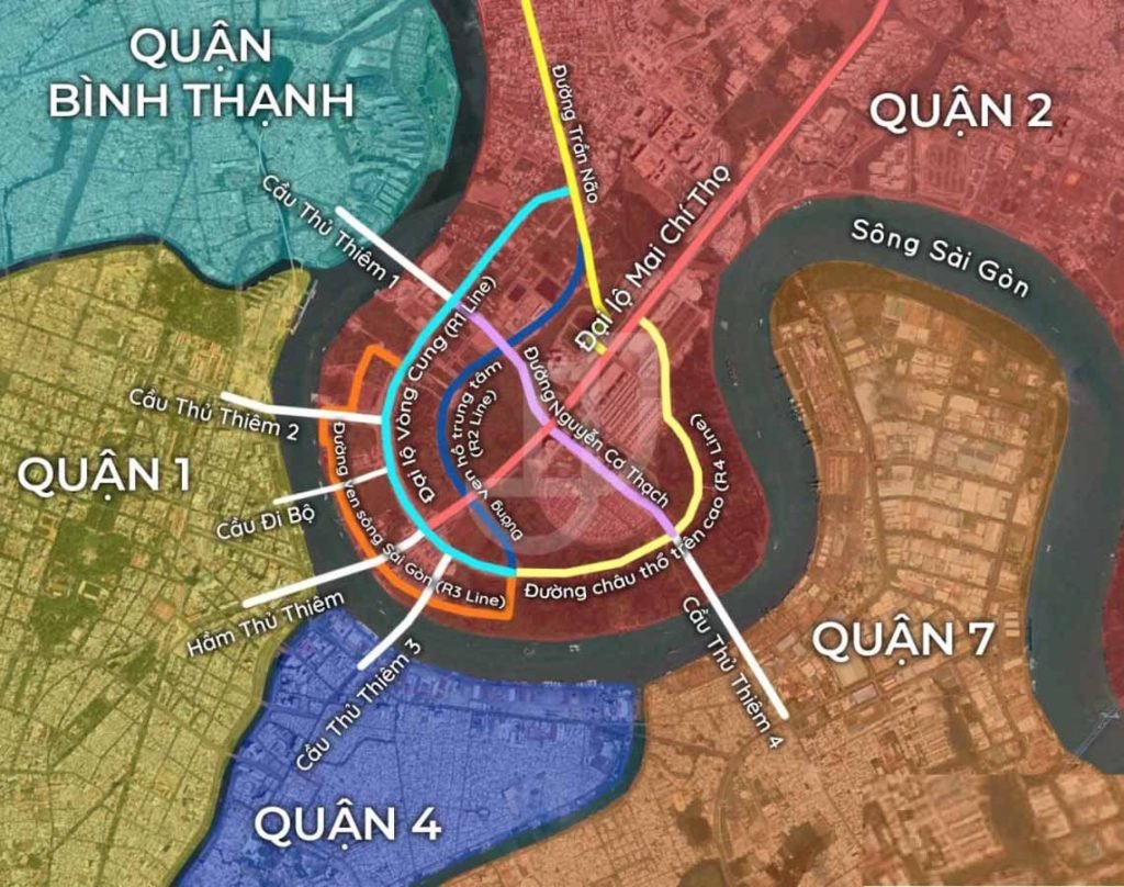 Bản đồ vị trí cầu đi bộ vượt sông Saigon